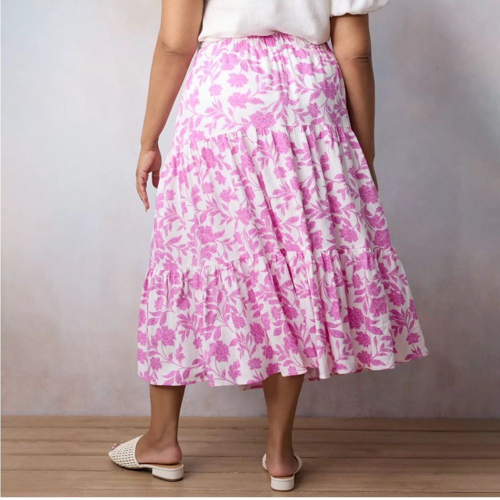 LC Lauren Conrad Floral Three Tiered Midi Skirt Women’s Size XXL
